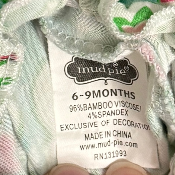 Mud Pie Baby Romper with Green and Pink Pattern - Picture 4 of 4